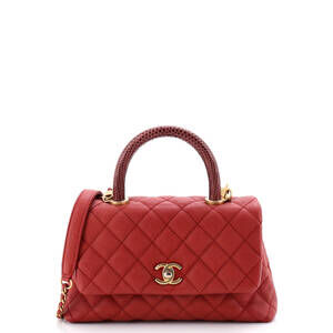 Chanel Mini Coco Top Handle Bag Quilted Caviar with Lizard